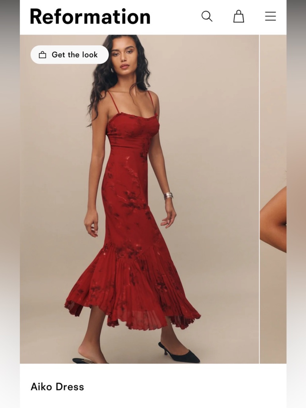 Reformation Red Aiko Dress with Asymmetric Hem - Picture 2 of 7